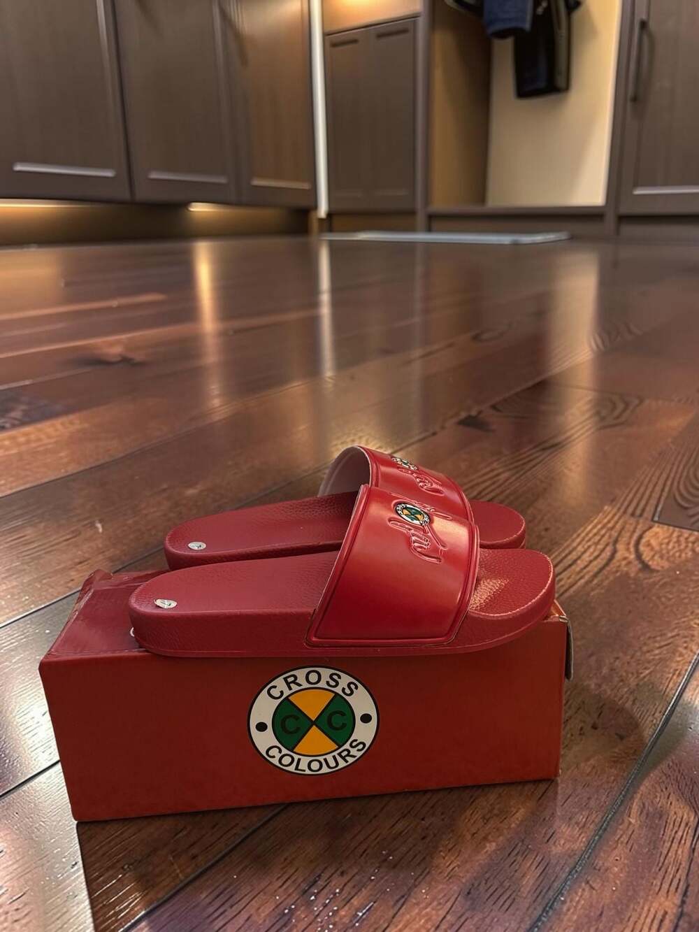 Cross Colours Love Graphic Slides in Red